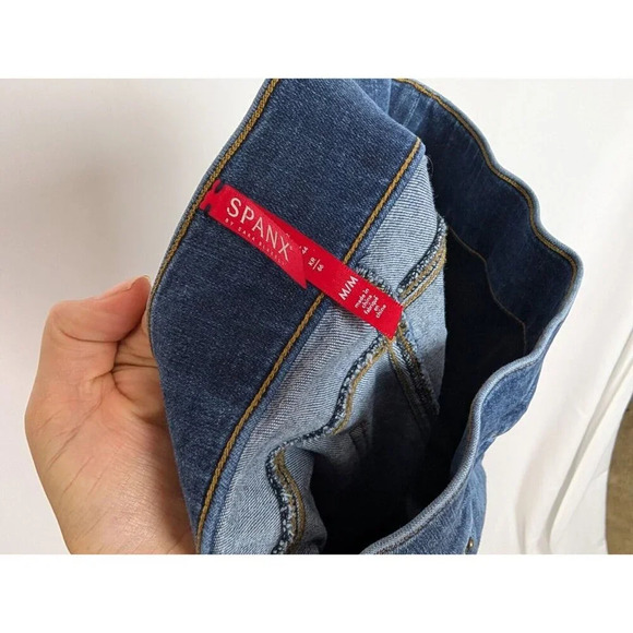 SPANX Distressed Skinny Pull On Elastic Waist Pants Raw Ankle Jeggings Jeans M - Picture 13 of 16